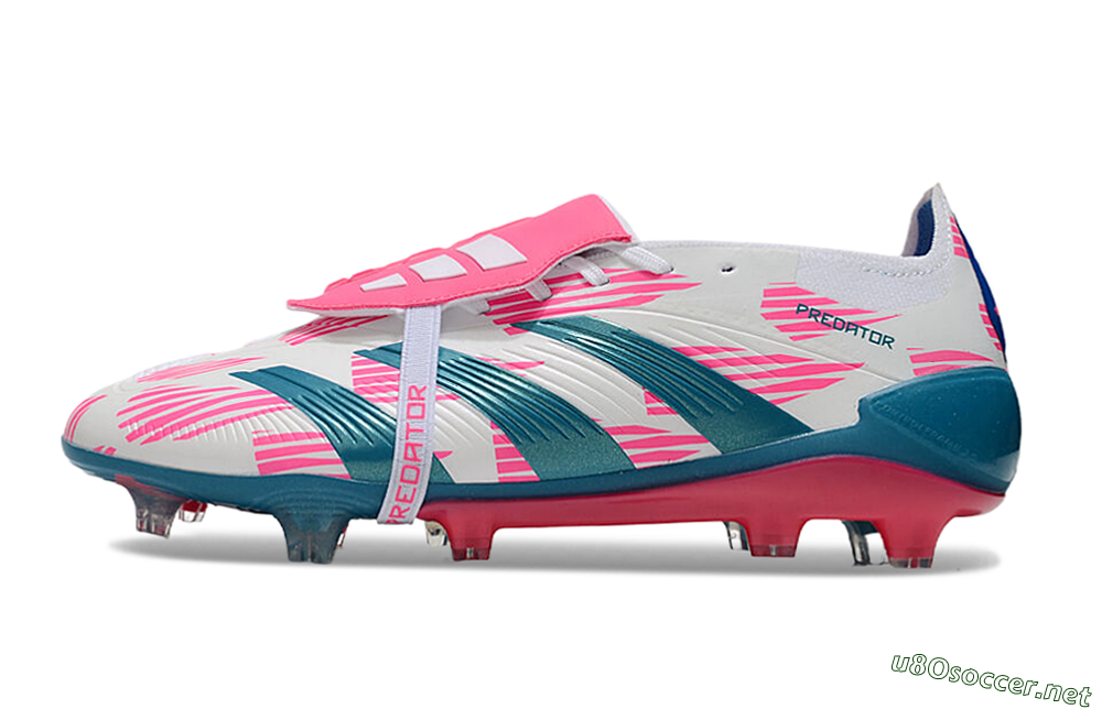 Unisex Adidas Predator Elite Foldover Tongue FG Football Boots - White/Blue/Pink 0
