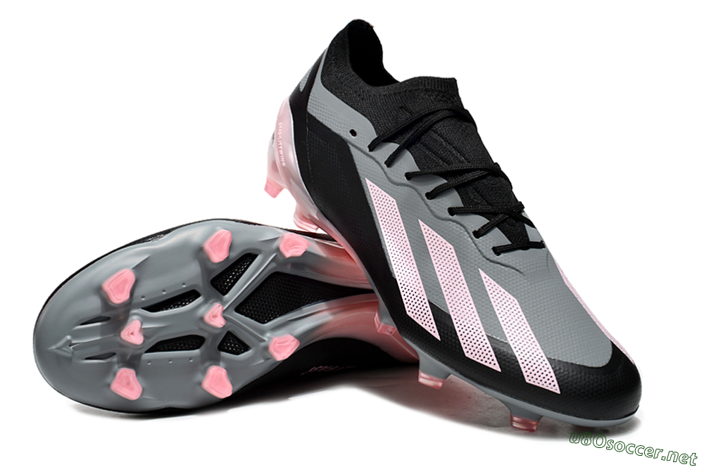 Men's Adidas X Crazyfast.1 FG Football Boots - Grey/Black/Pink 3
