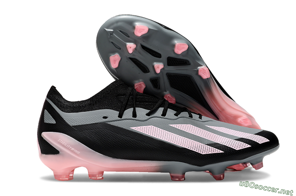 Men's Adidas X Crazyfast.1 FG Football Boots - Grey/Black/Pink 2