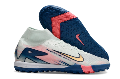 Unisex Nike Air Zoom Mercurial Superfly 10 Elite TF Football Shoes - White/Pink/Blue