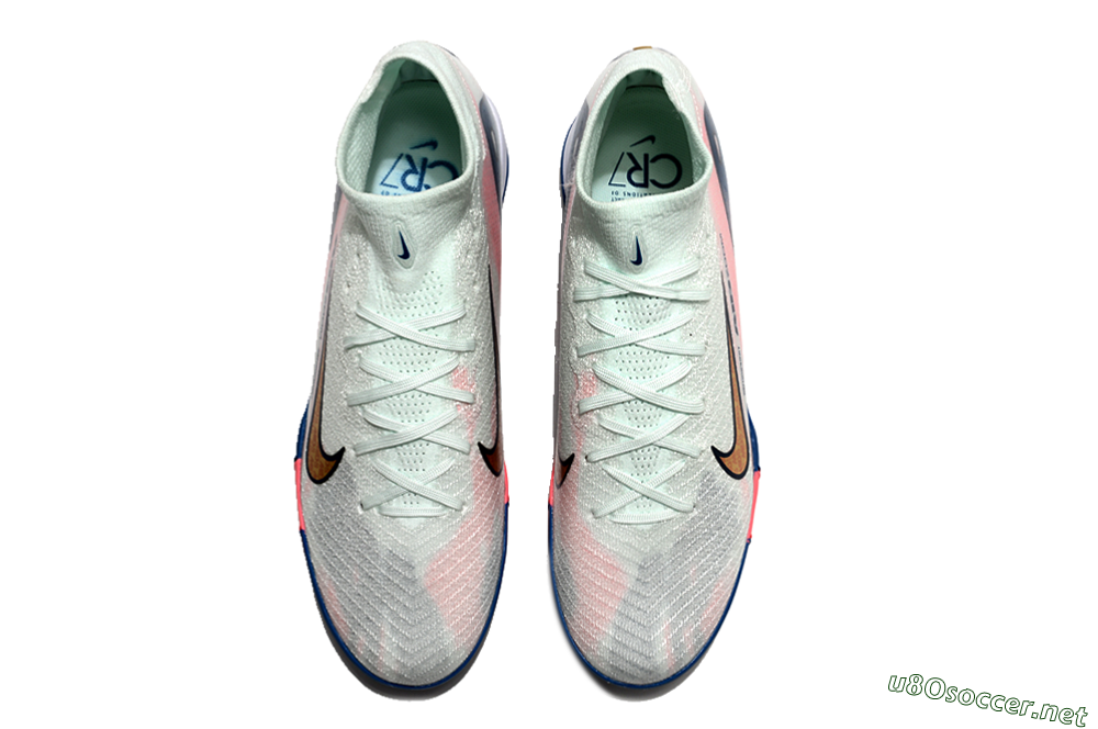 Unisex Nike Air Zoom Mercurial Superfly 10 Elite TF Football Shoes - White/Pink/Blue 3