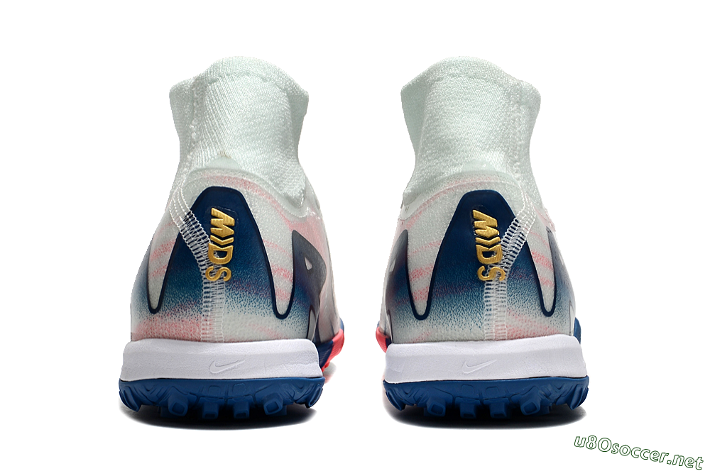 Unisex Nike Air Zoom Mercurial Superfly 10 Elite TF Football Shoes - White/Pink/Blue 4