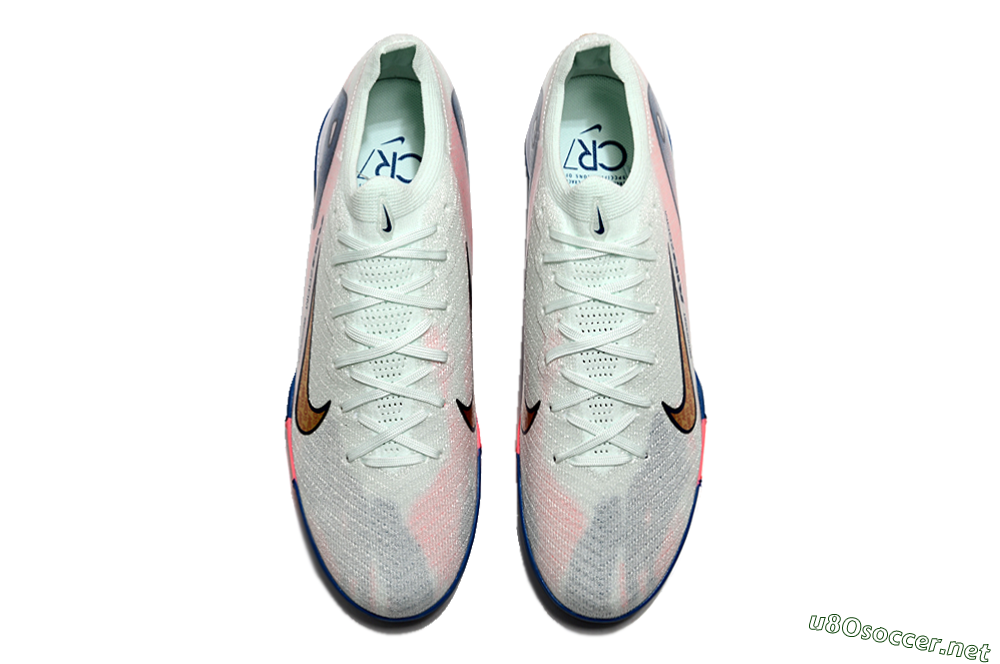 Unisex Nike Air Zoom Mercurial Vapor 16 Elite TF Football Shoes - White/Pink/Blue 3