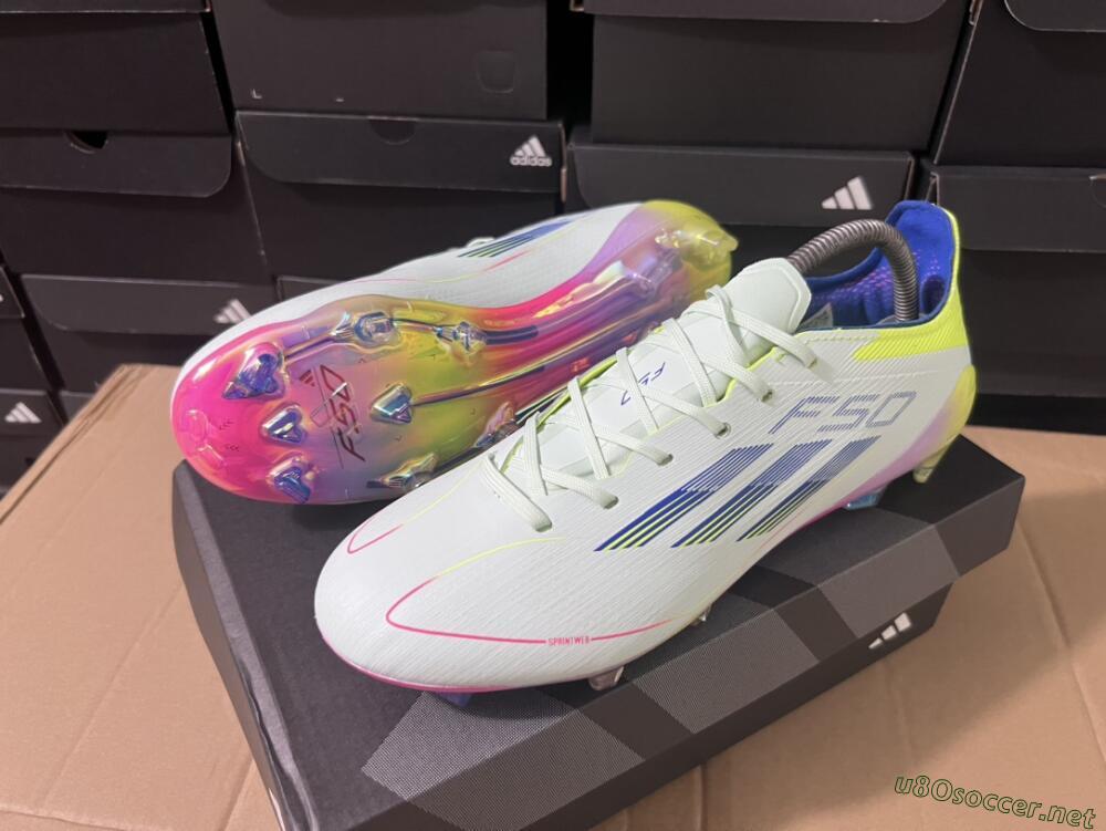 Men's Adidas F50 Elite FG Football Boots - Blue/Pink/Yellow