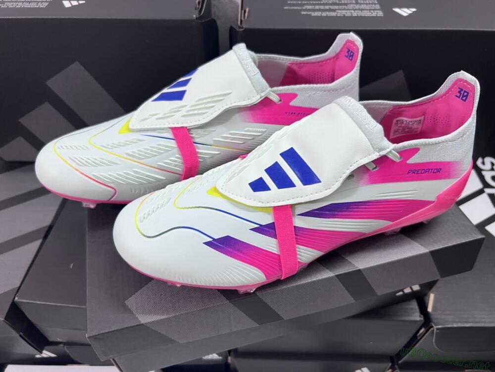 Men's Adidas Predator Accuracy+ Laceless FG Football Boots - White/Pink/Purple