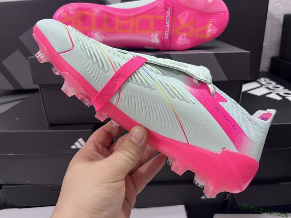 Men's Adidas Predator Accuracy+ Laceless FG Football Boots - White/Pink/Purple