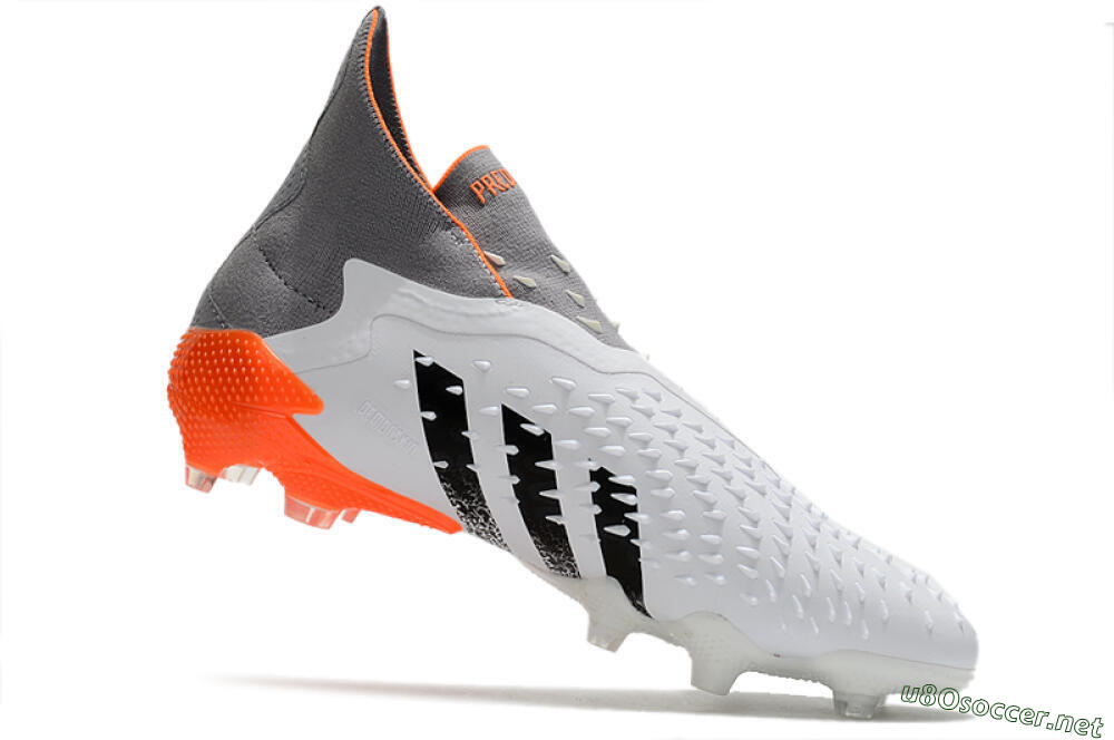Men's Adidas Predator Freak+ Laceless FG Football Boots - White/Grey/Orange 4