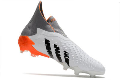 Men's Adidas Predator Freak+ Laceless FG Football Boots - White/Grey/Orange