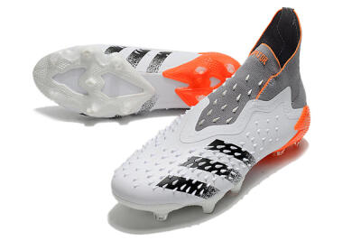 Men's Adidas Predator Freak+ Laceless FG Football Boots - White/Grey/Orange