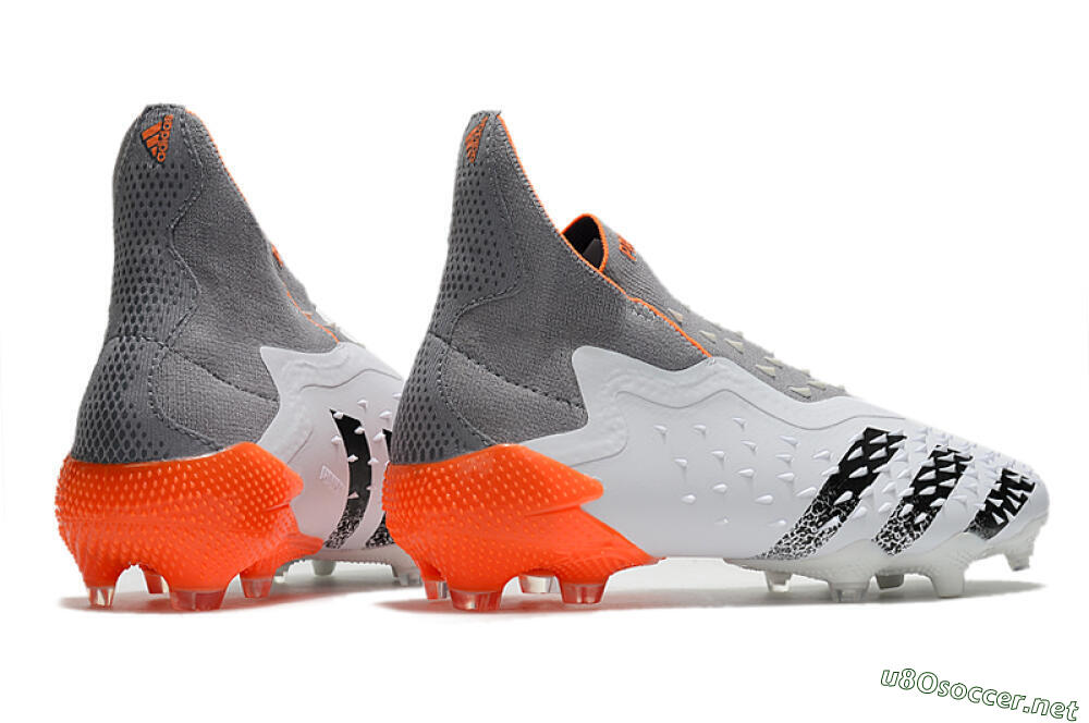 Men's Adidas Predator Freak+ Laceless FG Football Boots - White/Grey/Orange 6