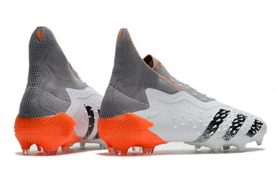 Men's Adidas Predator Freak+ Laceless FG Football Boots - White/Grey/Orange