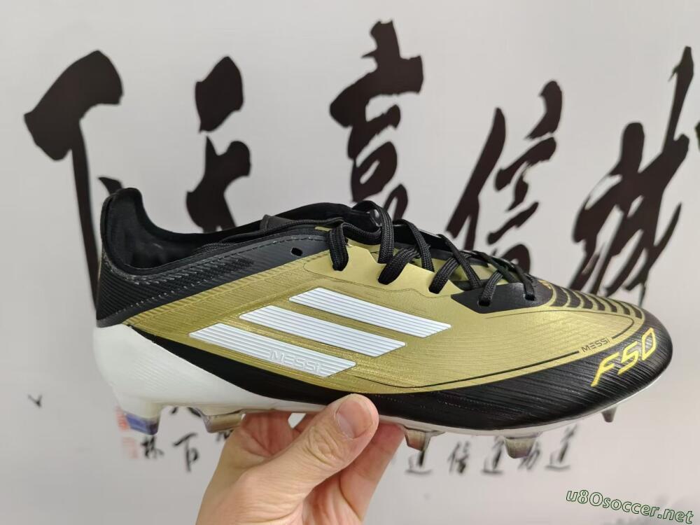 Men's Adidas F50 Adizero Messi FG Football Boots - Gold/White/Black