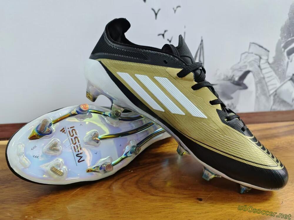 Men's Adidas F50 Adizero Messi FG Football Boots - Gold/White/Black