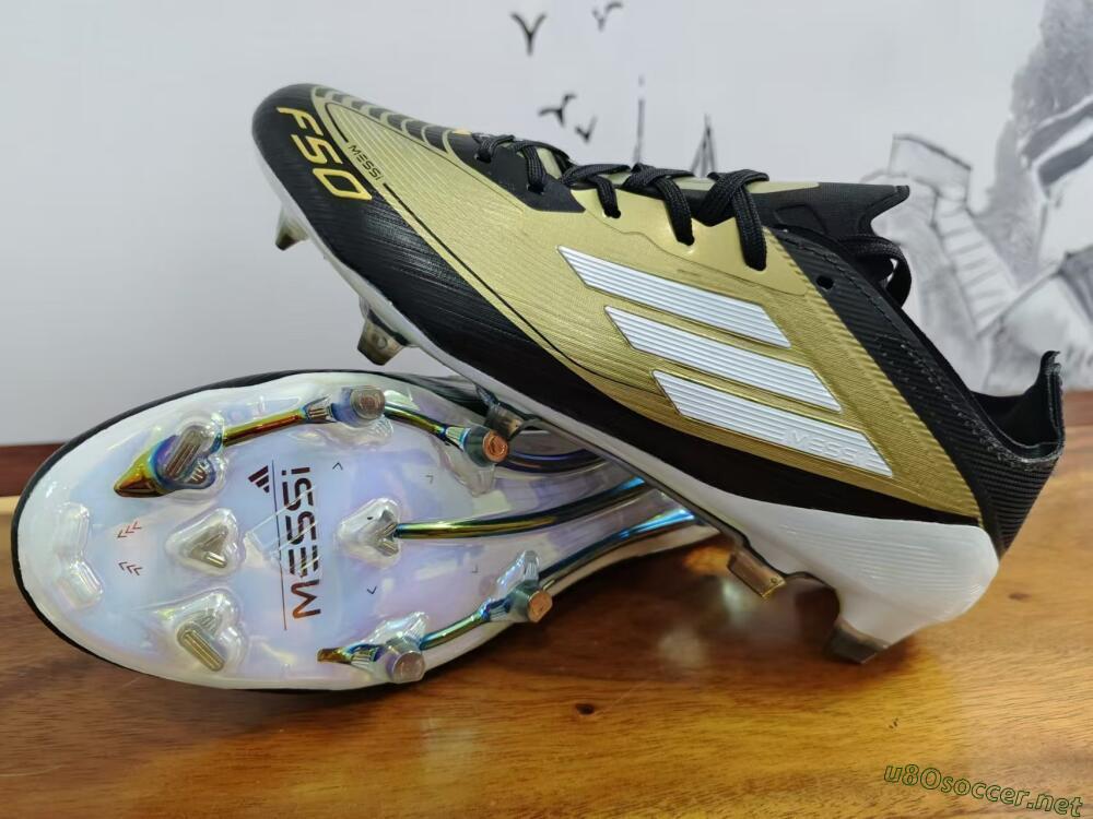 Men's Adidas F50 Adizero Messi FG Football Boots - Gold/White/Black