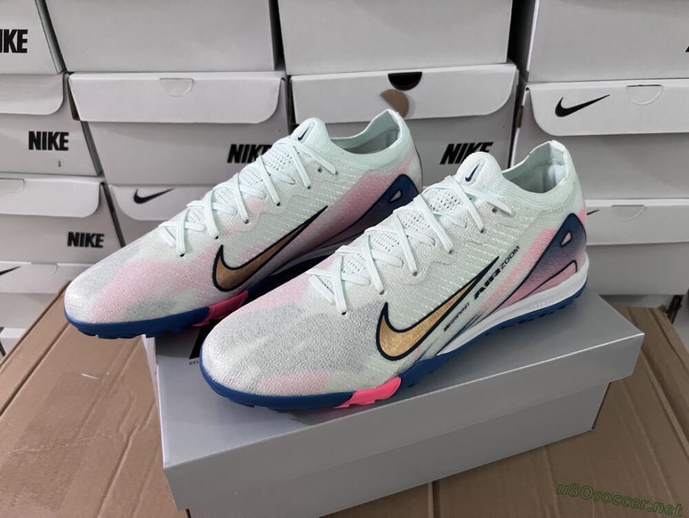 Unisex Nike Air Zoom Mercurial Vapor 16 Elite TF Football Shoes - White/Pink/Blue