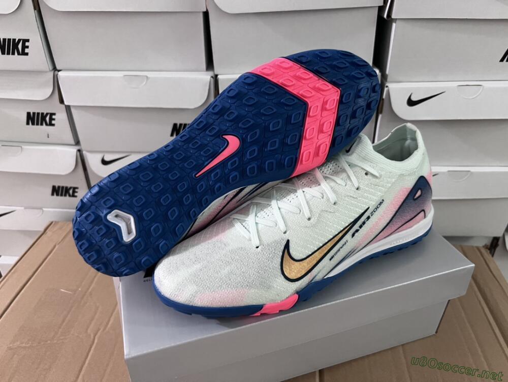 Unisex Nike Air Zoom Mercurial Vapor 16 Elite TF Football Shoes - White/Pink/Blue