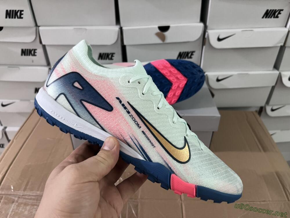Unisex Nike Air Zoom Mercurial Vapor 16 Elite TF Football Shoes - White/Pink/Blue