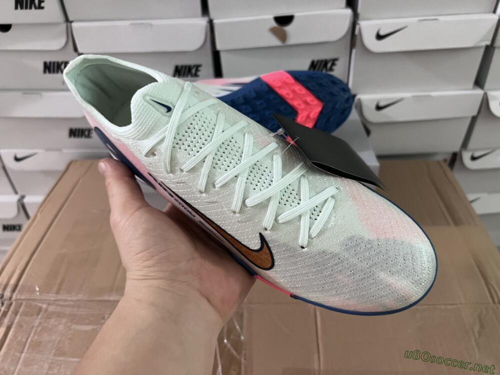 Unisex Nike Air Zoom Mercurial Vapor 16 Elite TF Football Shoes - White/Pink/Blue