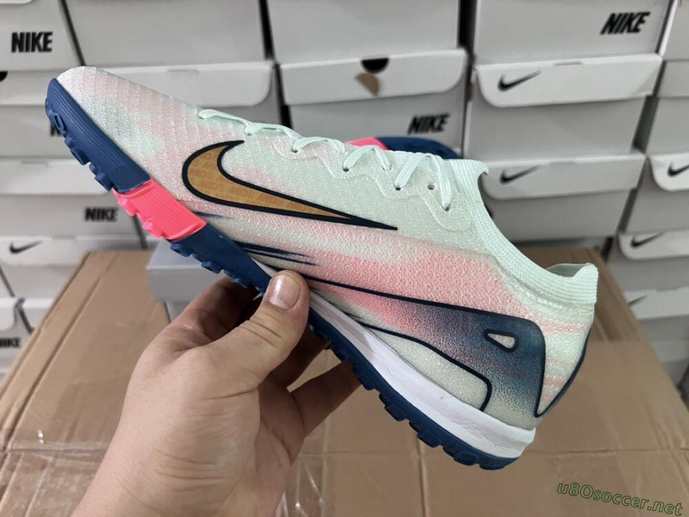 Unisex Nike Air Zoom Mercurial Vapor 16 Elite TF Football Shoes - White/Pink/Blue
