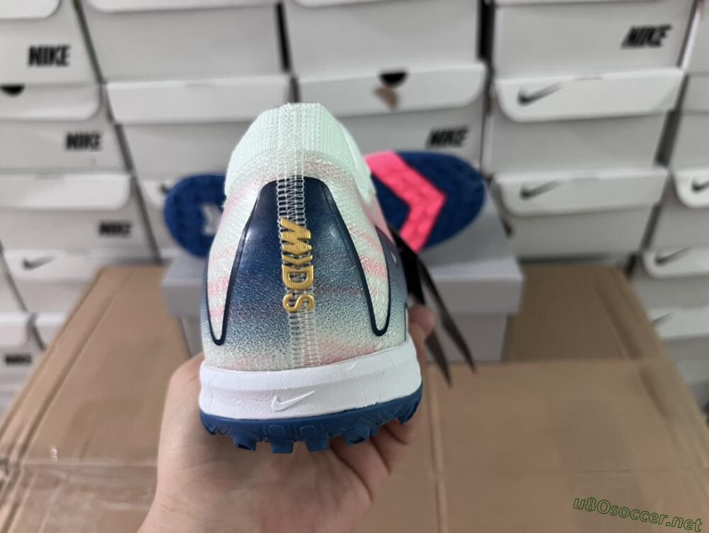 Unisex Nike Air Zoom Mercurial Vapor 16 Elite TF Football Shoes - White/Pink/Blue