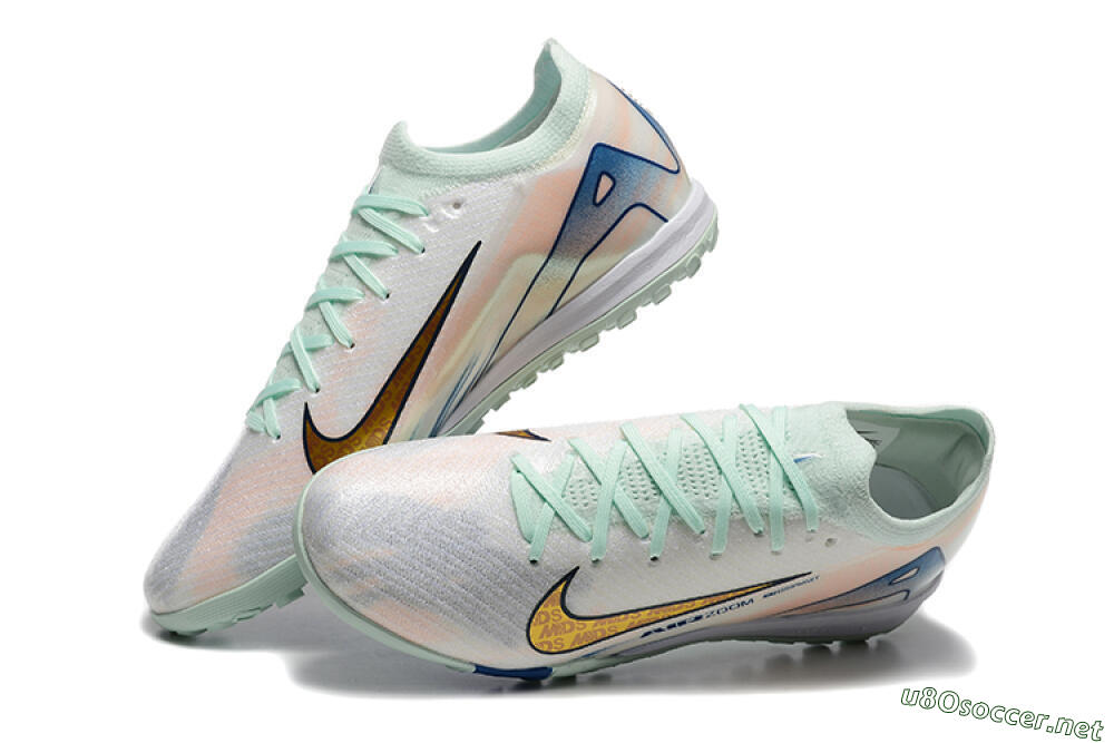 Men's Nike Air Zoom Mercurial Vapor 16 Elite TF Football Shoes - Jade/Blue/Gold 6