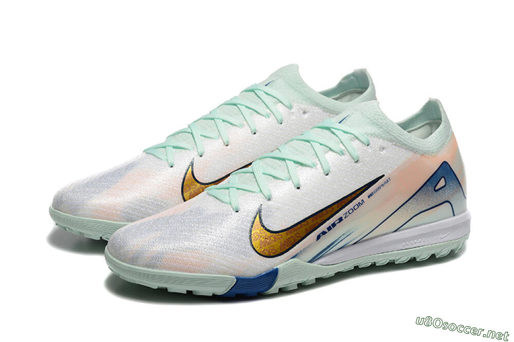 Men's Nike Air Zoom Mercurial Vapor 16 Elite TF Football Shoes - Jade/Blue/Gold 5