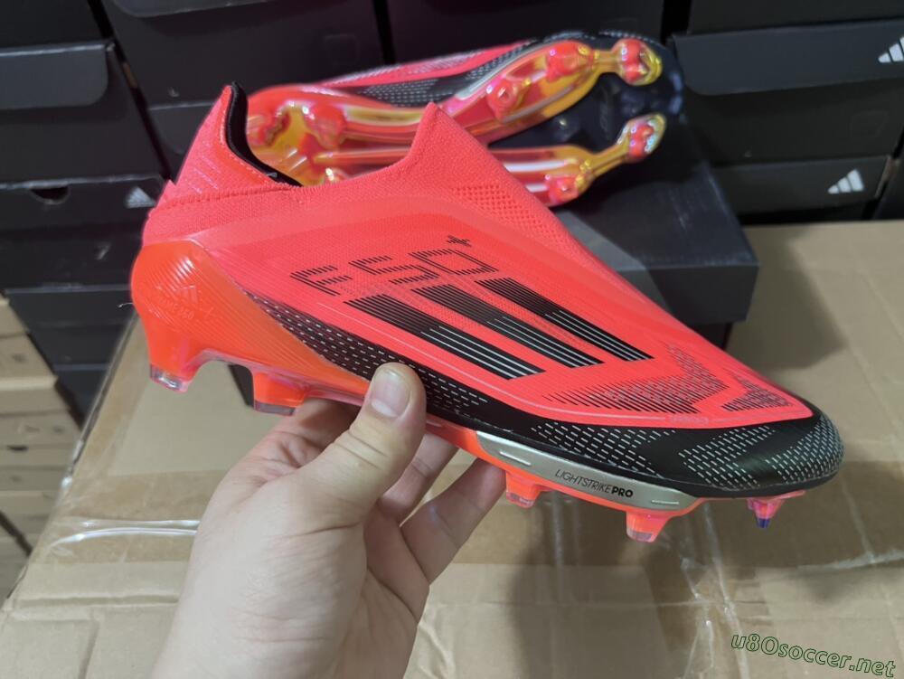 Unisex Adidas F50+ Lightstrike Pro Laceless FG Football Boots - Red/Black/Silver