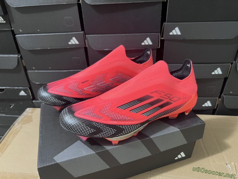 Unisex Adidas F50+ Lightstrike Pro Laceless FG Football Boots - Red/Black/Silver