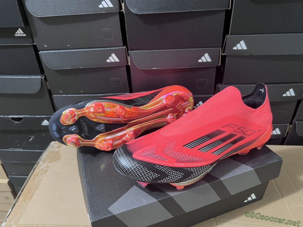 Unisex Adidas F50+ Lightstrike Pro Laceless FG Football Boots - Red/Black/Silver