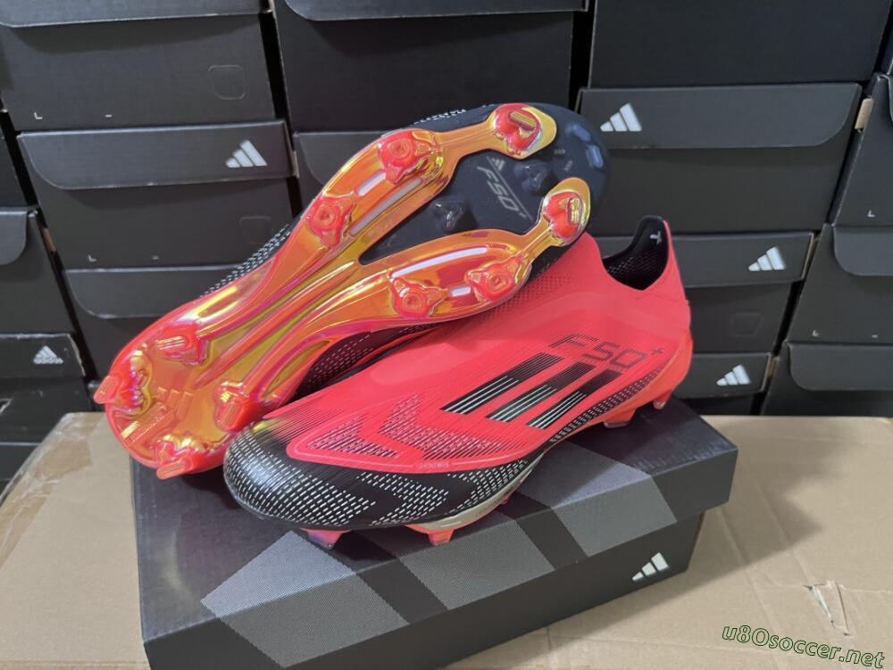 Unisex Adidas F50+ Lightstrike Pro Laceless FG Football Boots - Red/Black/Silver