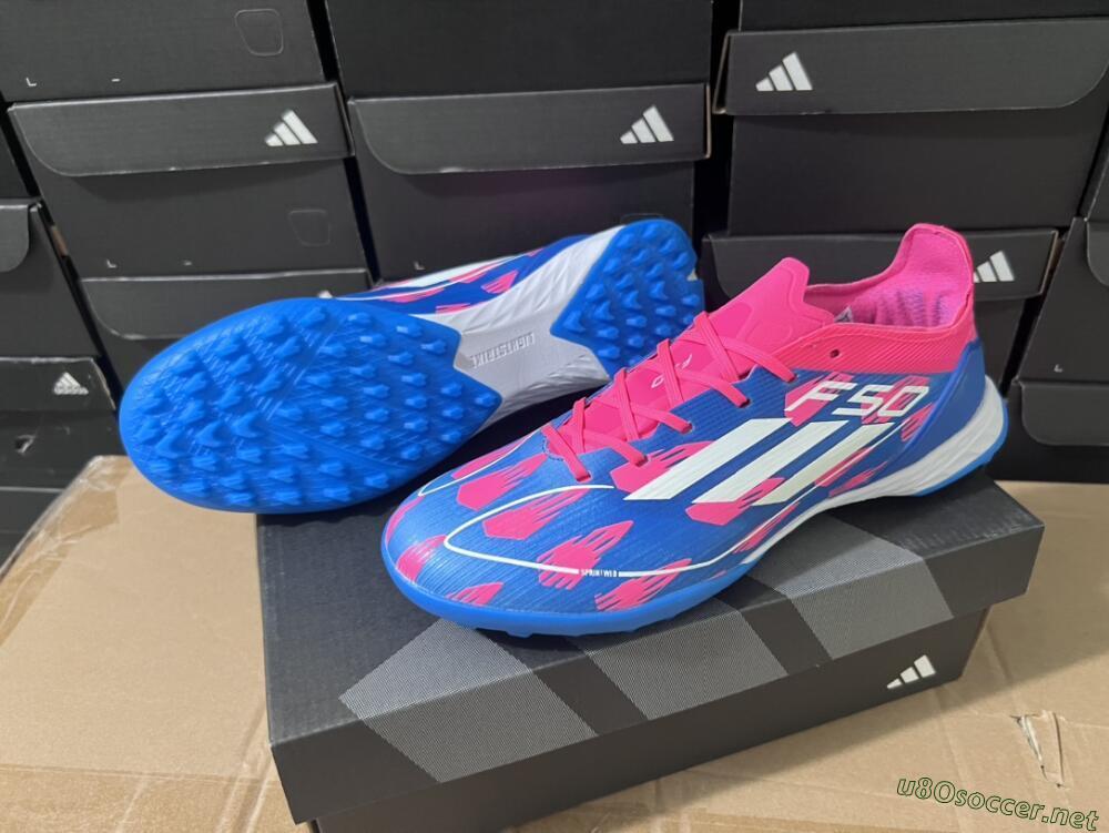 Men's Adidas F50 Elite TF Football Shoes - Blue/Pink/White