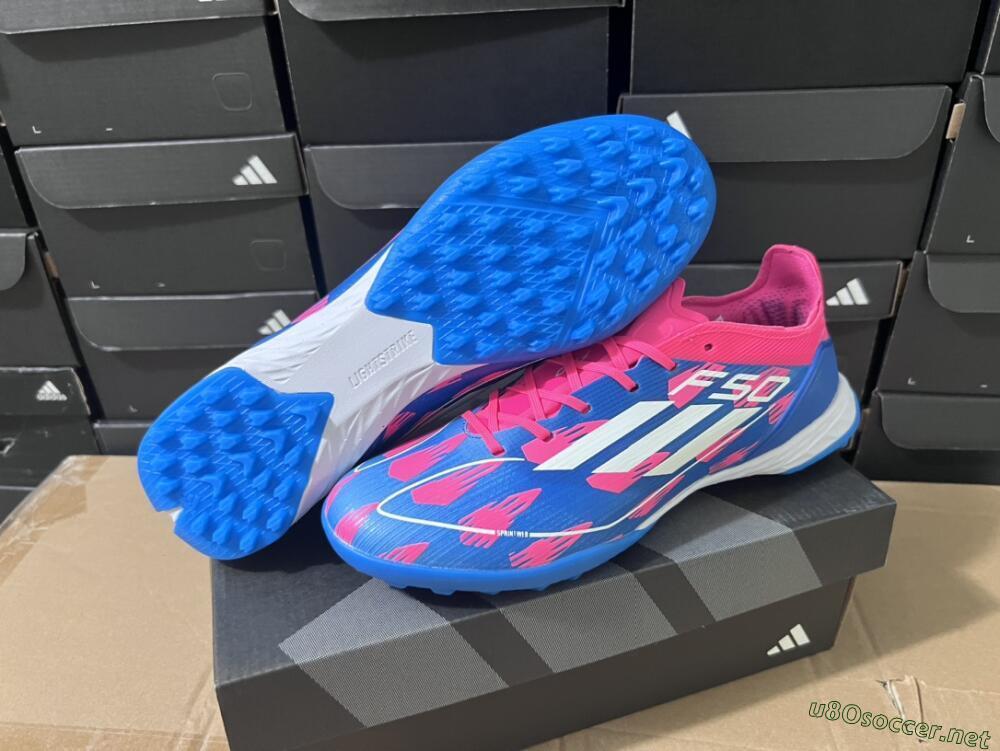 Men's Adidas F50 Elite TF Football Shoes - Blue/Pink/White