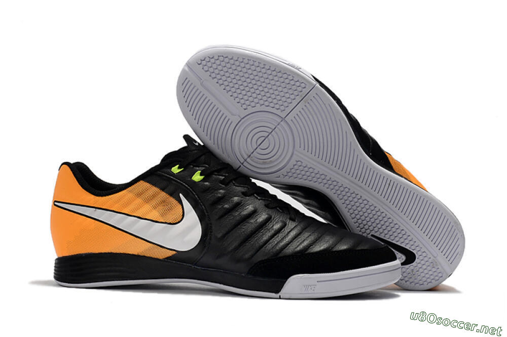 Men's Nike Tiempo Ligera 4 IC Football Shoes - Black/Orange/White 2