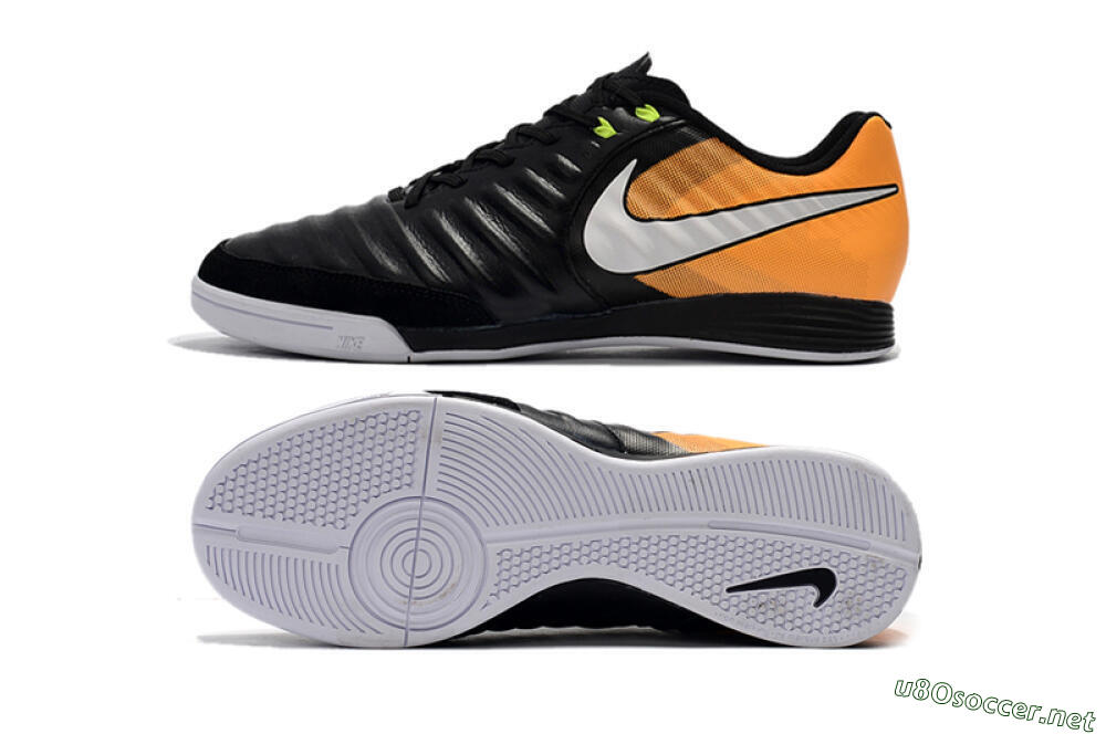 Men's Nike Tiempo Ligera 4 IC Football Shoes - Black/Orange/White 1