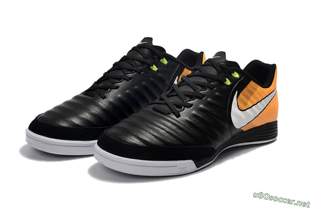 Men's Nike Tiempo Ligera 4 IC Football Shoes - Black/Orange/White 5