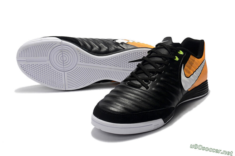 Men's Nike Tiempo Ligera 4 IC Football Shoes - Black/Orange/White 3