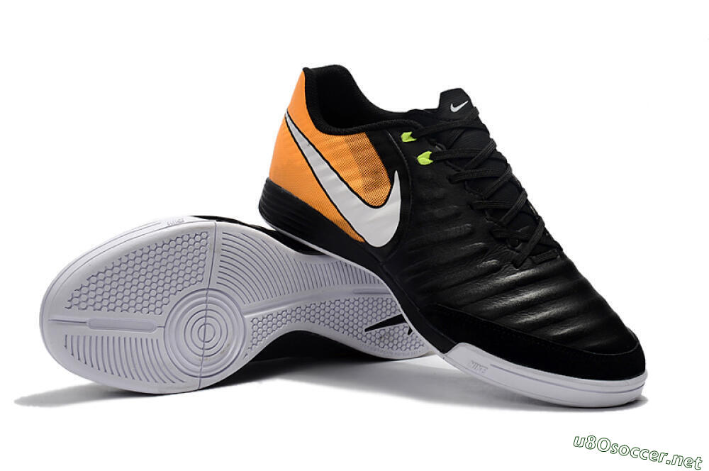 Men's Nike Tiempo Ligera 4 IC Football Shoes - Black/Orange/White 4