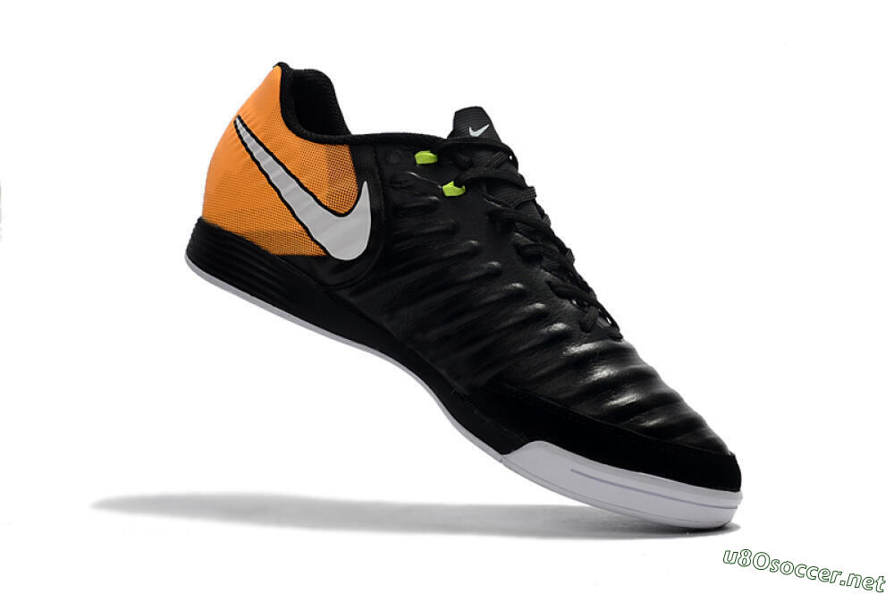 Men's Nike Tiempo Ligera 4 IC Football Shoes - Black/Orange/White 7