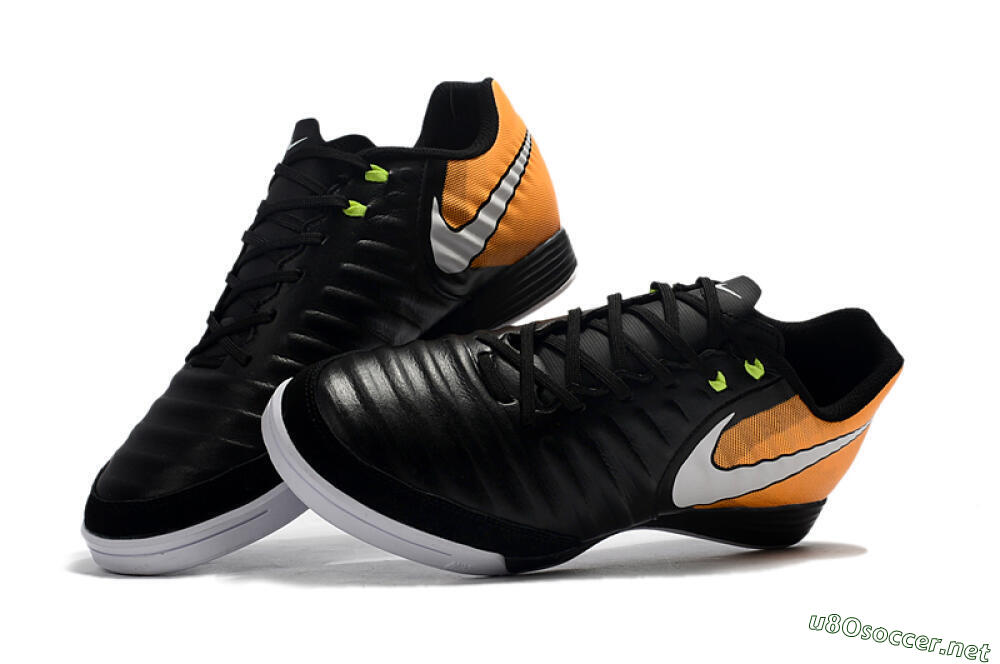 Men's Nike Tiempo Ligera 4 IC Football Shoes - Black/Orange/White 6
