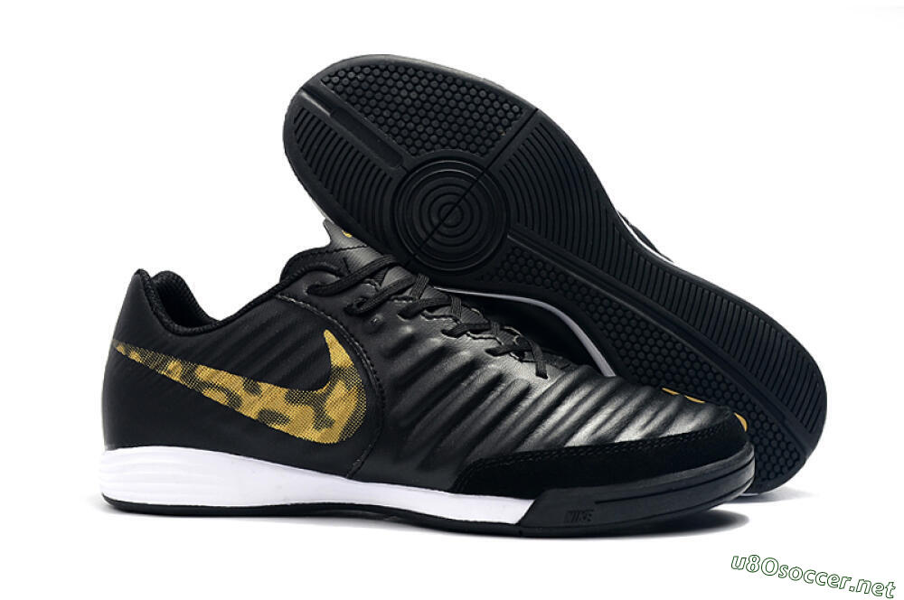 Men's Nike Tiempo Ligera 4 IC Football Shoes - Black/Gold/White 2