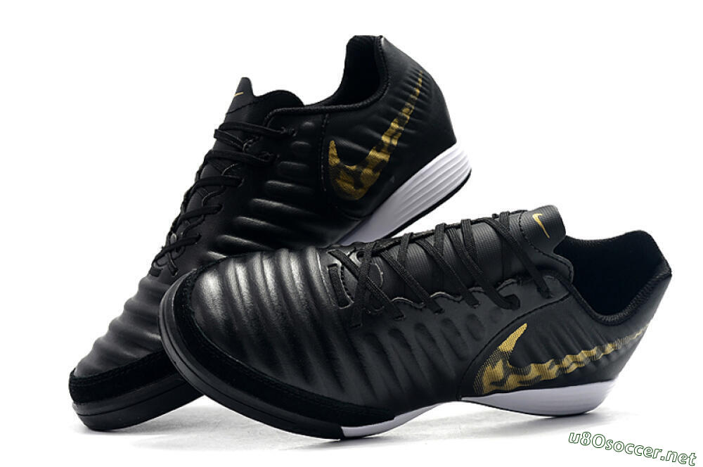 Men's Nike Tiempo Ligera 4 IC Football Shoes - Black/Gold/White 6
