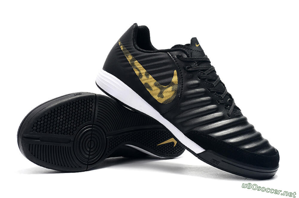 Men's Nike Tiempo Ligera 4 IC Football Shoes - Black/Gold/White 4