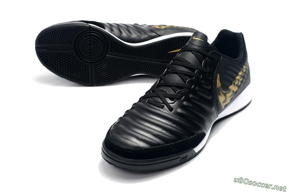 Men's Nike Tiempo Ligera 4 IC Football Shoes - Black/Gold/White 3