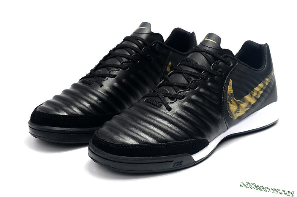 Men's Nike Tiempo Ligera 4 IC Football Shoes - Black/Gold/White 5