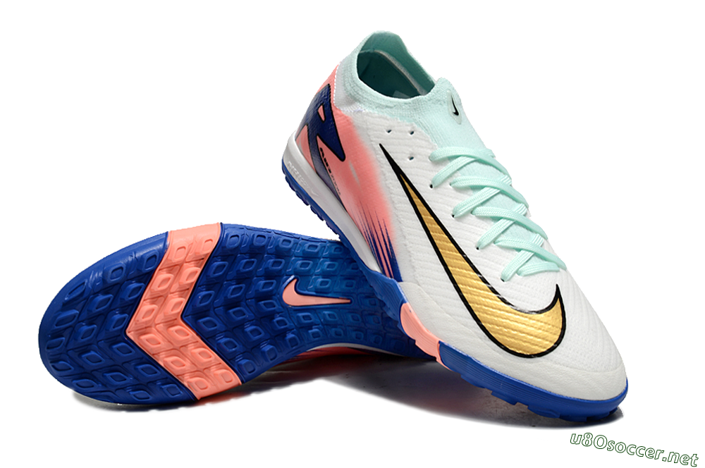 Men's Nike Air Zoom Mercurial Vapor 16 Elite TF Football Shoes - Jade/Pink/Blue 3