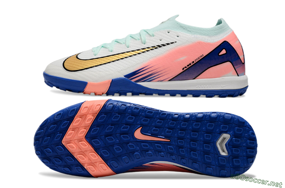 Men's Nike Air Zoom Mercurial Vapor 16 Elite TF Football Shoes - Jade/Pink/Blue 1