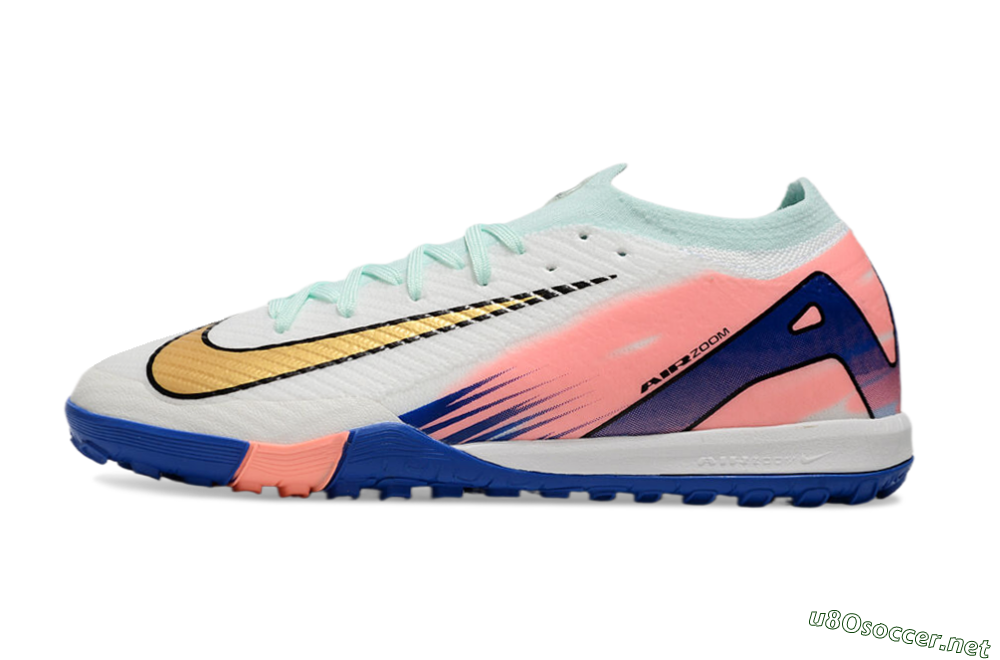 Men's Nike Air Zoom Mercurial Vapor 16 Elite TF Football Shoes - Jade/Pink/Blue 0