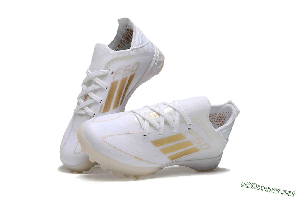 Men's Kids Adidas F50 Elite TF Football Shoes - White/Gold 3