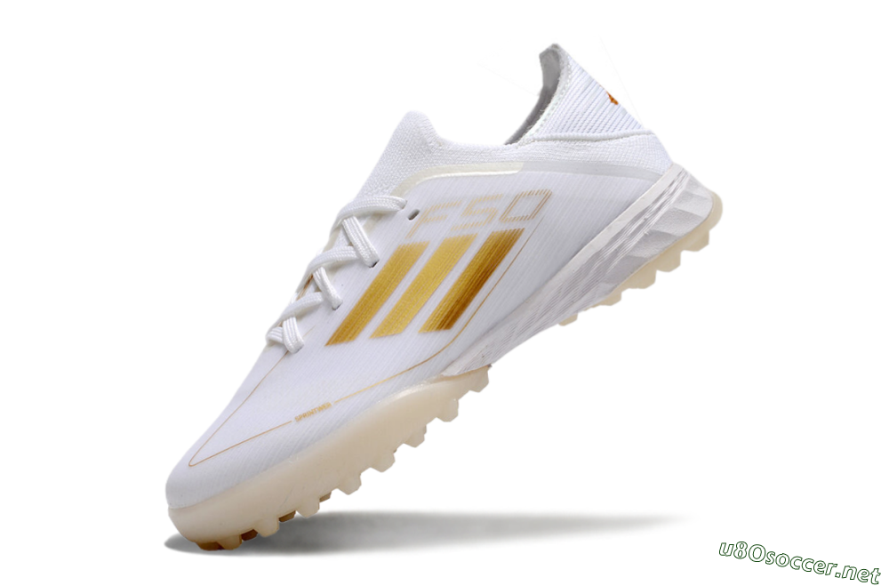 Men's Kids Adidas F50 Elite TF Football Shoes - White/Gold 6