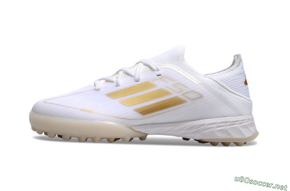 Men's Kids Adidas F50 Elite TF Football Shoes - White/Gold 0